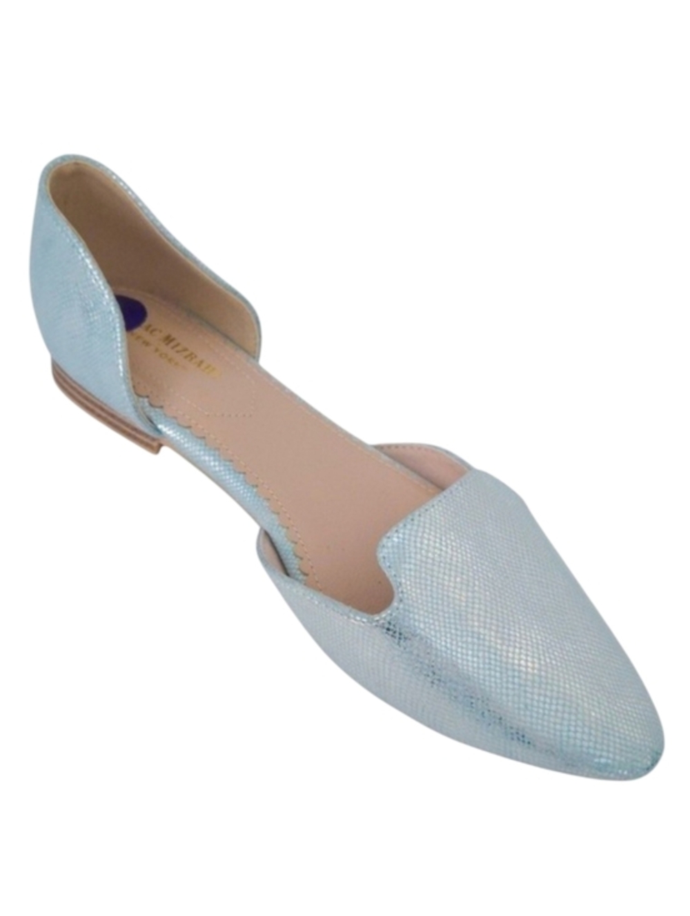 Isaac Mizrahi Metallic Pastel Blue Snakeskin D'Orsay Flats-‎ Size 8.5